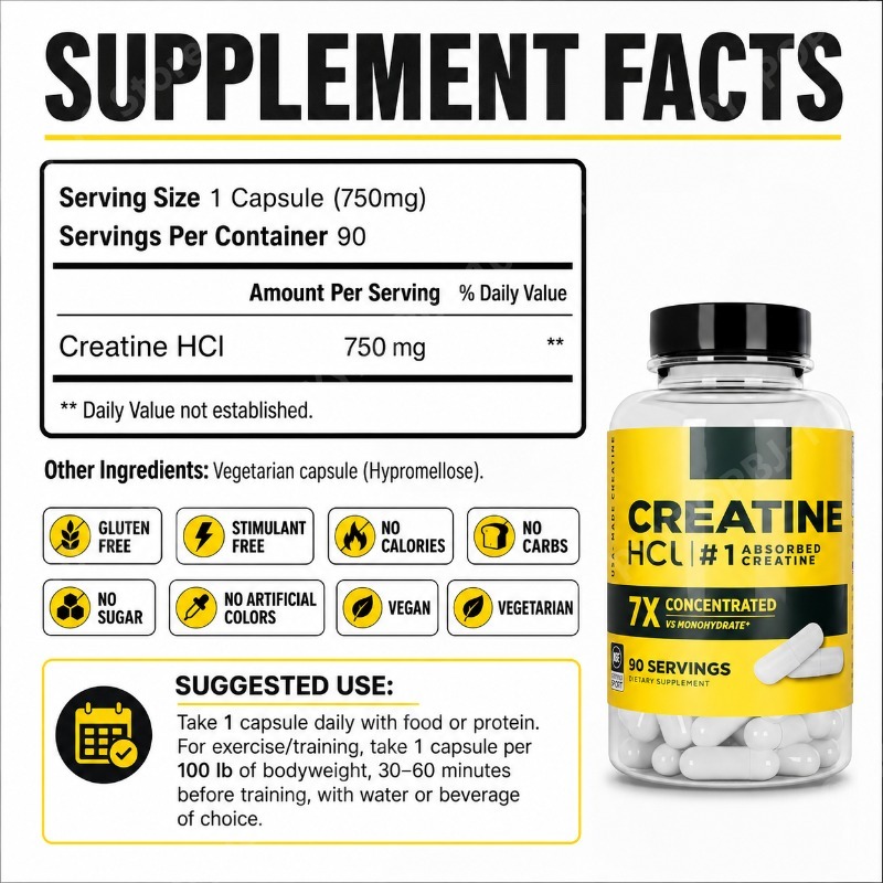 Creatine HCl 750mg 90 Capsules - Nutrition Fitness Supplements recension och pris