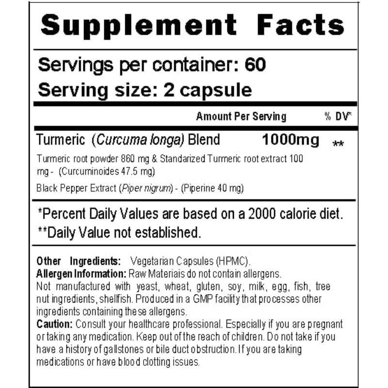 Turmeric Capsules 1000mg Conta - Turmeric Curcumin Capsule recension och pris