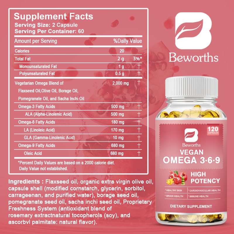 BEWORTHS Omega 3，6，9 Capsules  - Apple Cider Vinegar Pill recension och pris